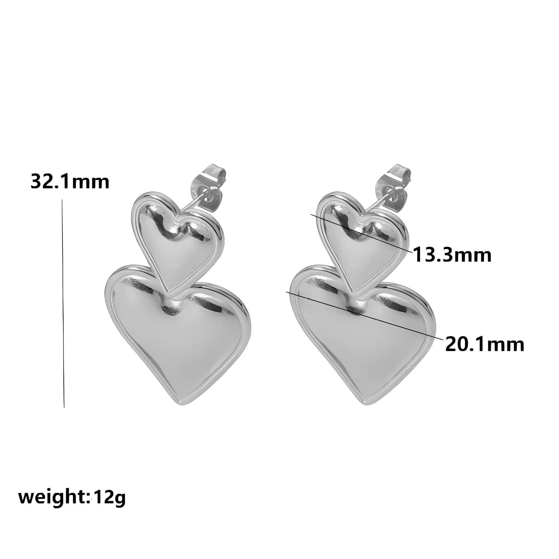 Heart Shape Pattern 1 Pair Simple Style Heart Shape Plating Stainless Steel Drop Earrings Ear Studs