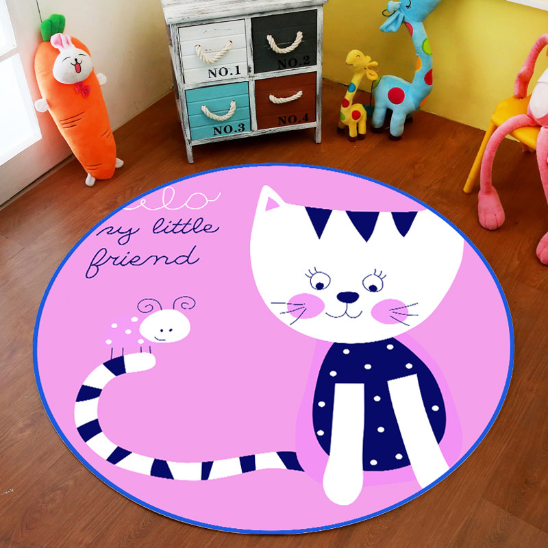 Transfronteriza de dibujos animados alfombra redonda dormitorio lindo cama completa estera de noche engrosada de terciopelo de cristal alfombra del piso de los niños alfombra de la habitación