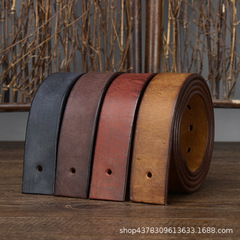 Headless pin buckle, no-prong belt strap, classic vintage-style men's waistband made from premium full-grain genuine leather—extra-thick and durable.