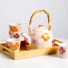 欧美客小清新日式陶瓷茶水壶提梁壶釉下彩和风下午茶壶杯茶具套装