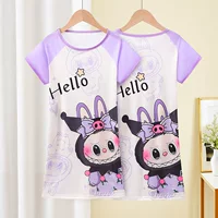 Labbu мультфильм летняя ночная юбка с короткими рукавами девушка костюм для кондиционирования воздуха принцесса детское тонкое платье