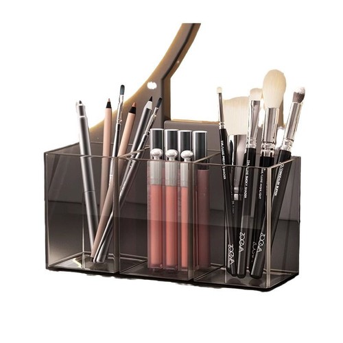 Desktop acrylic pen holder makeup brush storage vanity desk eyebrow pencil lipstick simple storage box transparent