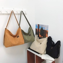 日系灯芯绒帆布包ins女学生单肩布袋可双肩斜挎托特大容量上课包