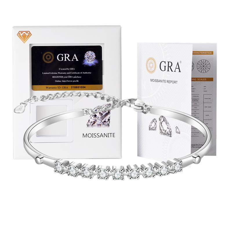 High-Grade Gra Moissanite D Color S925 Sterling Silver Bracelet with Row of Diamonds for Women, Cross-Border Trade Jewelry Supply High-Grade Gra Moissanite D Color S925 Sterling Silver Bracelet with Row of Diamonds for Women, Cross-Border Trade Jewelry Supply