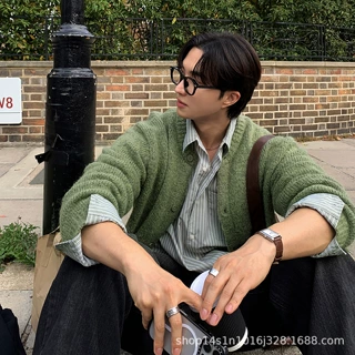 ASCOL松弛感ins质感毛线上衣韩系男士针织开衫长袖百搭慵懒毛衣