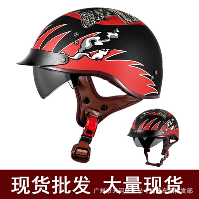 Factory Wholesale 3C Certified Motorcycle Helmets Retro Half Helmets for Men and Women Motorcycle American Prince Scoop Helmet Summer Helmet (Motosiklet kaskı (dəbilqə)) - f-02-2-m