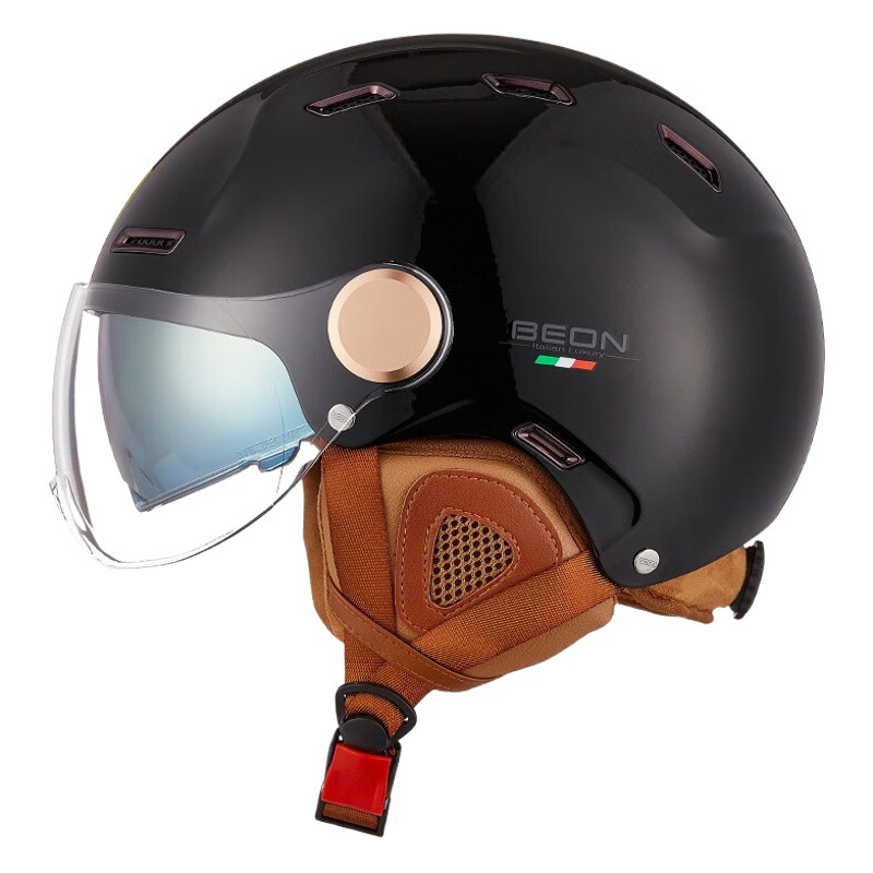 Beon casco unisex cuatro estaciones universal doble lente media casco ajustable coche eléctrico casco verano 3C certificación
