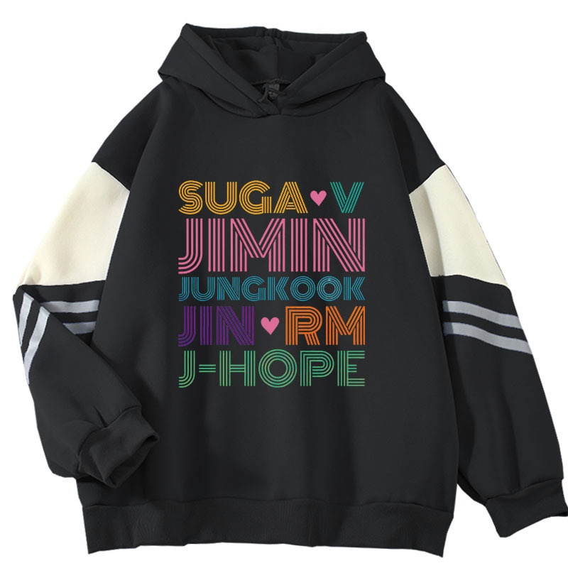 2025 Autumn and Winter Suga V Jimin Rm J-Hope Jungkook Kpop Fleece-Lined Loose Sweatshirt