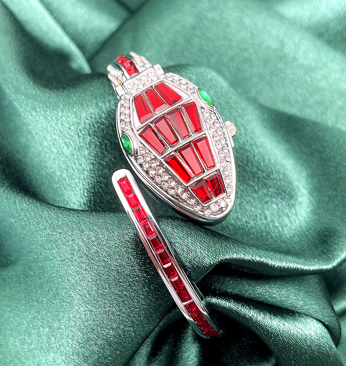 Damur med ormarmband diamant analog kvarts lyxklocka_voghion.com