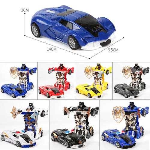 Children's collision inertia deformation toy car boy collision deformation sports car racing police car robot model