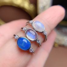 新款天然蓝月光石戒指925银简约包镶戒指厂家直销