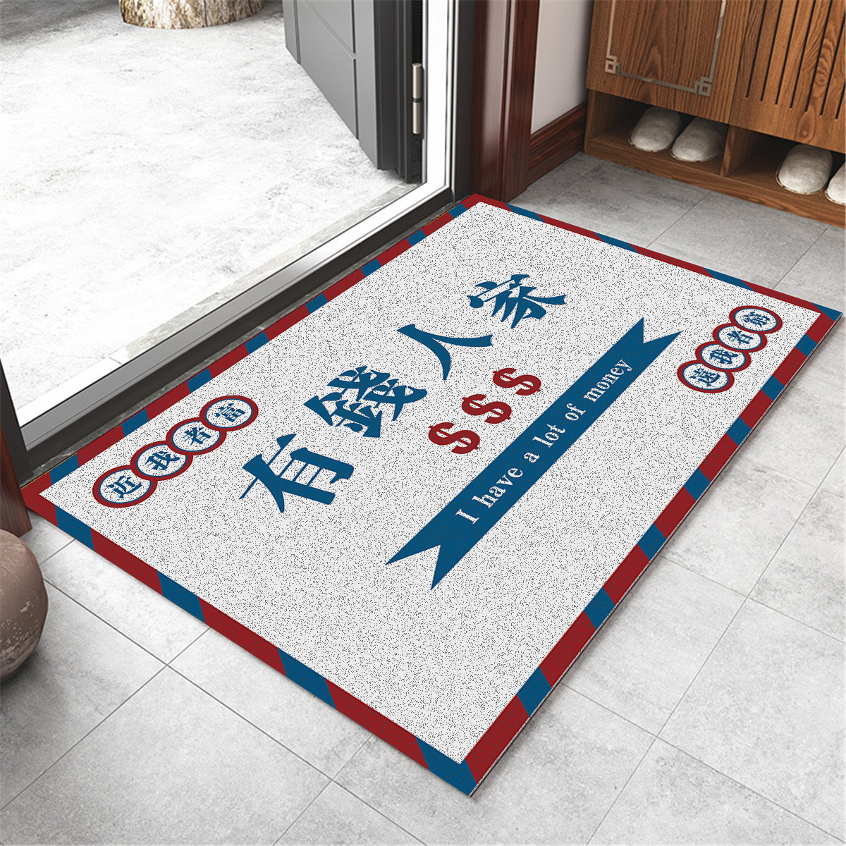 Nacional de moda anillo de seda puerta Mat Puerta de bienvenida PVC impermeable antideslizante pie estera raspado barro frotando suelo se puede cortar