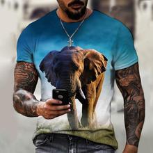 跨境新款夏季男士T恤短袖大象图案3D数码印花男装t恤外贸货源批发