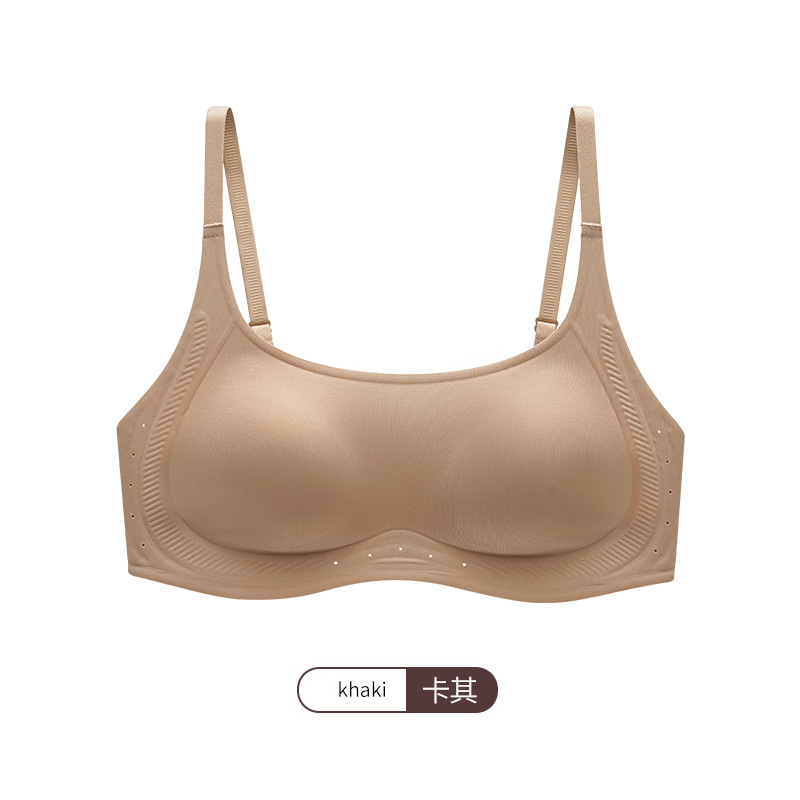 GD15 ropa interior de soporte suave damas ligera sin marcas sin anillo de acero sujetador se reúne contra la caída de la parte superior sujetador de copa fija