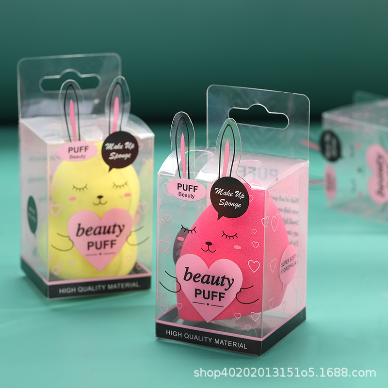 Huevos de belleza Airpuff Pvc caja húmeda y húmeda calabaza gota de maquillaje biselado huevo transparente