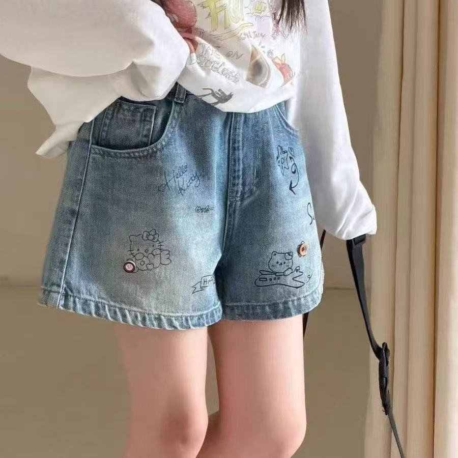 女童韩系超百搭牛仔短裤26夏季新款中大童洋气柔软时髦牛仔热裤潮