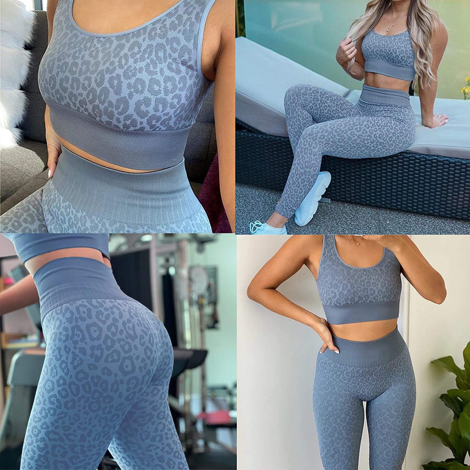 leopard print seamless high waist hip leggings underwear high stretch yoga set nihaostyles clothing wholesale NSZLJ81470