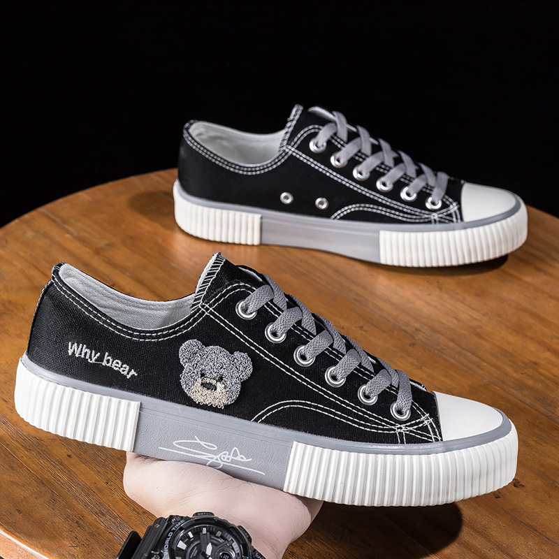Oso zapatos de lona de los hombres de verano 2023 nuevo transpirable versátil de moda bajo-top estudiante zapatillas casuales zapatos de tela zapatos de moda