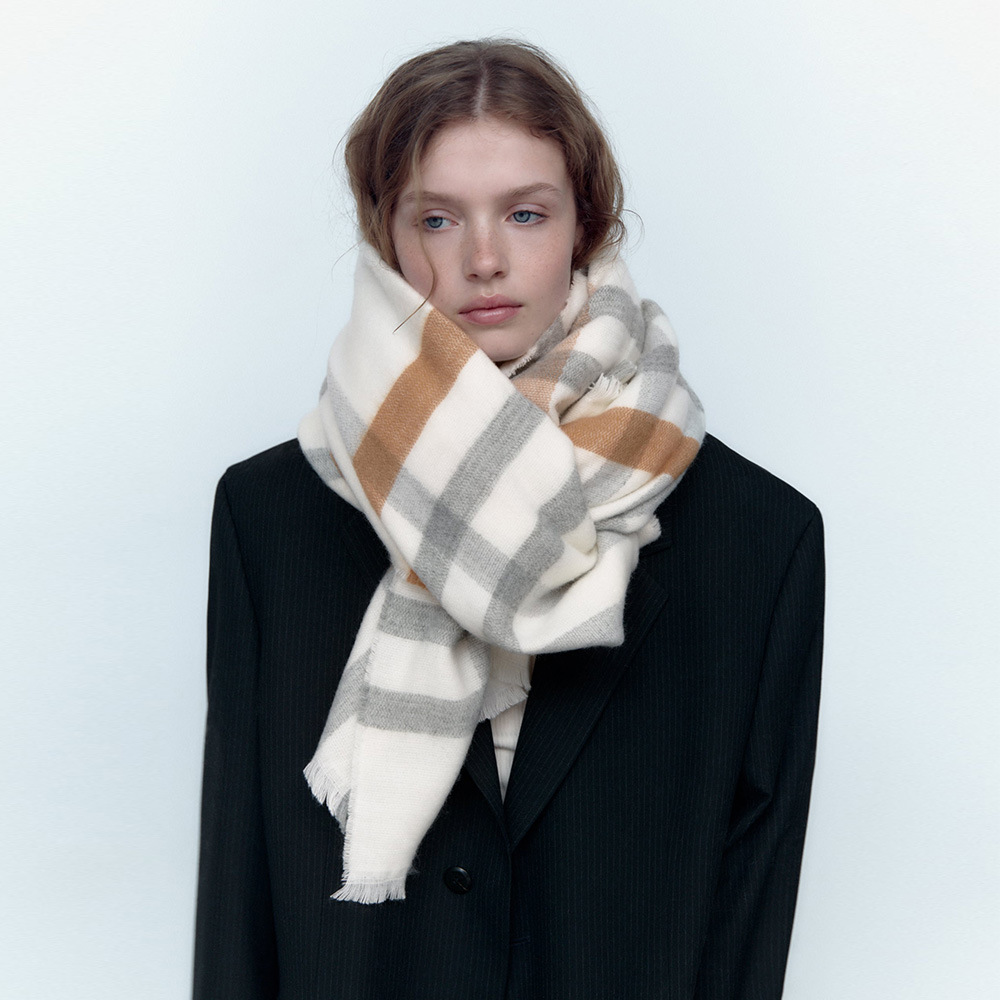Bufanda de invierno mujer cuadros suave efecto cachemir cálida_voghion.com