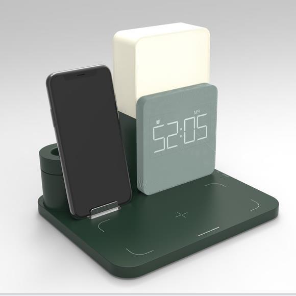 3in1 磁気ワイヤレス充電器 ナイトライト 時計 目覚まし時計 15W ワイヤレス急速充電スタンド イヤホンホルダー クリエイティブギフト|undefined