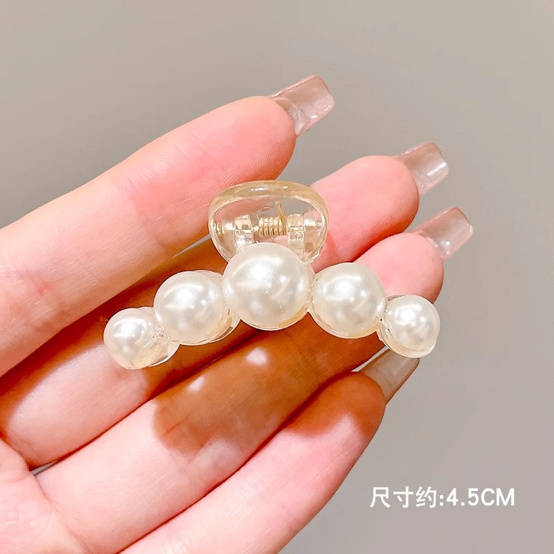 Exquisito clip pequeño clip de flequillo lateral de diamantes de imitación de perlas femeninas nuevo mini clip de tiburón de medio lazo horquilla tocado