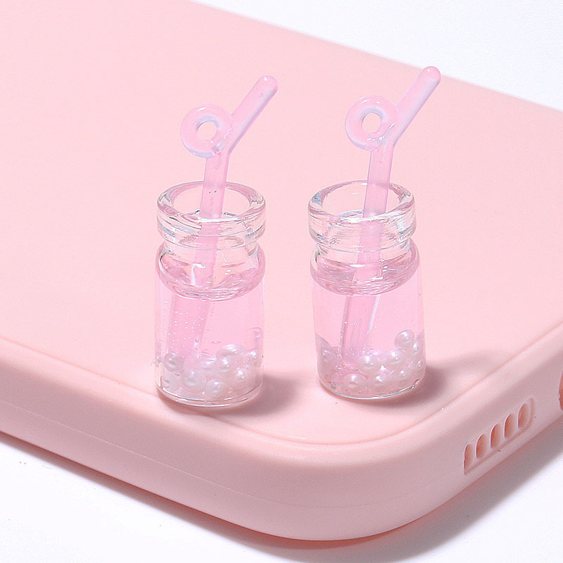 夏の真珠ガラスの曲がりの瓶の円柱の小さいサイズのキーホルダーのカバンのペンダントの文房具のアクセサリーの部品|undefined