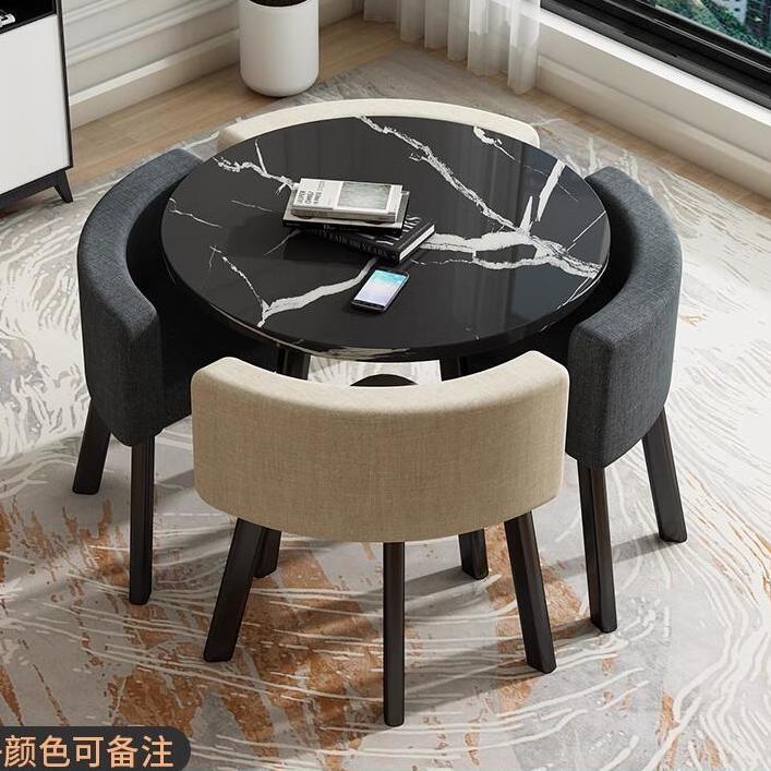 北欧风家用洽谈桌椅组合小户型餐桌圆形桌子咖啡店休闲奶茶店办公|undefined