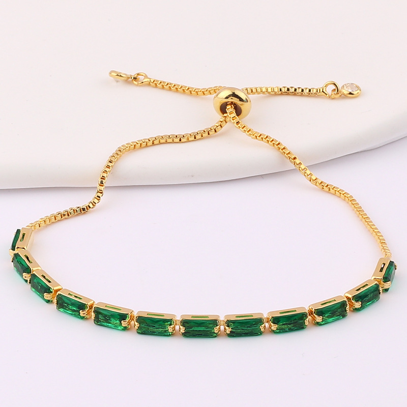 Fashion Solid Color Copper Plating Inlay Zircon Bracelets 1 Piece