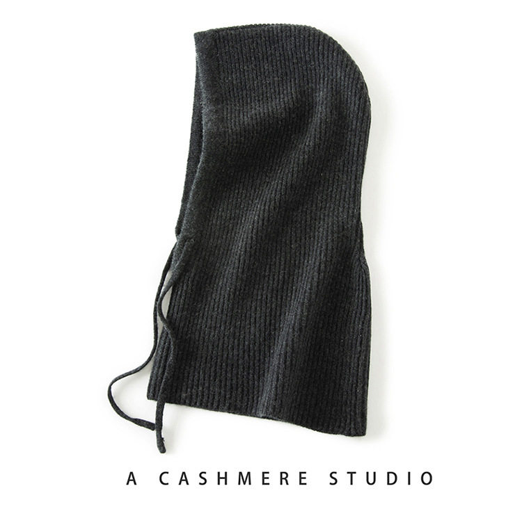 Mũ len cashmere kèm khăn quàng cổ liền khối nữ dệt kim giữ ấm tai mùa thu đông — Màu cà phê hoa, Màu cà phê đỏ, Màu xanh hải quân, Rượu vang đỏ chi tiết 20