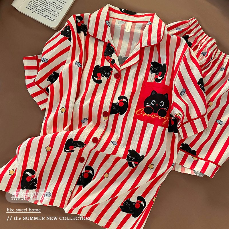 Pijamas al por mayor transfronterizos de verano nubes de algodón cardigan lindos dibujos animados chicas estudiantes se pueden usar con ropa de casa