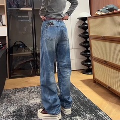 大码显瘦阔腿牛仔裤女秋季新款胖mm显瘦直筒梨型身材裤子KX