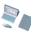 Misty blue leather case + mist blue backlit keyboard + backlit mouse