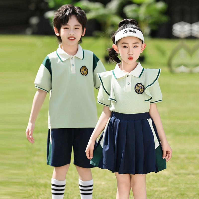 Uniform for students, summer clothing, children's sports suit, summer set for kindergarten, with short sleeve