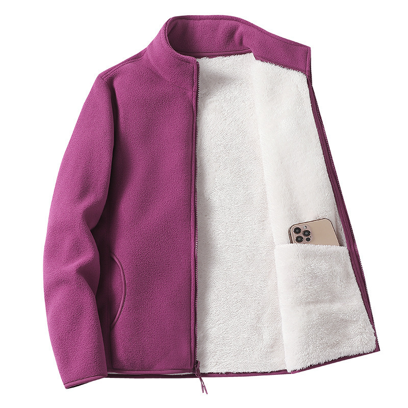 New outdoor lamb fleece fleece jacket women's fleece jacket men plus velvet padded warm sweater cardigan wholesale