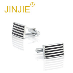 Rectangular Striped Enamel Painted Metal Cufflinks Wholesale Men's French Style Shirt Cufflinks