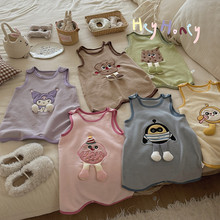 大小卷2024秋冬儿童无袖睡袋宝宝背心式防踢被儿童连体马甲护肚保