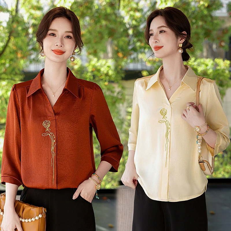 Свободные топы-рубашки в китайском стиле, новый стиль, рубашки в западном стиле, модные высококачественные женские рубашки для мам среднего и пожилого возраста.