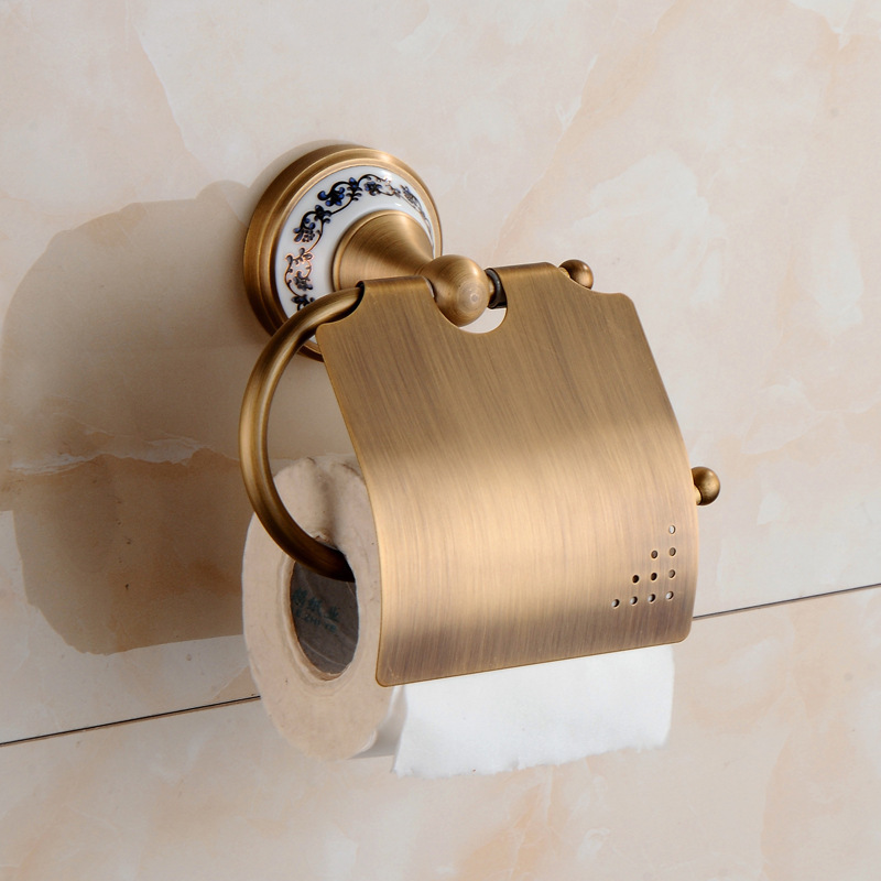 全銅バスタオル掛けヨーロッパ風模造青花磁器浴室ストラップセット壁掛け式トイレタオル棒|undefined