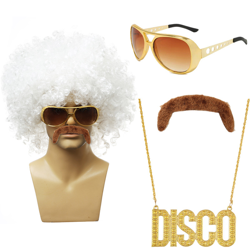 화이트 팬 + 골드 안경 다크 브라운 수염 DISCO