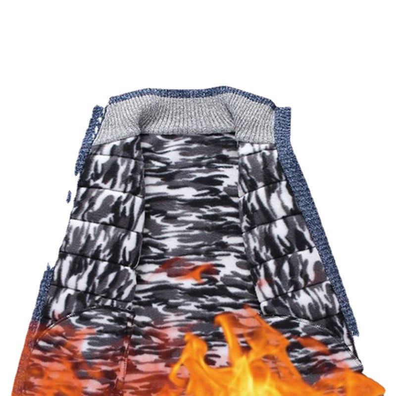 Otoño e Invierno nueva Rebeca más el tamaño del collar del soporte suéter de la cremallera de los hombres forrado de lana gruesa cuello alto abrigo de suéter caliente flojo