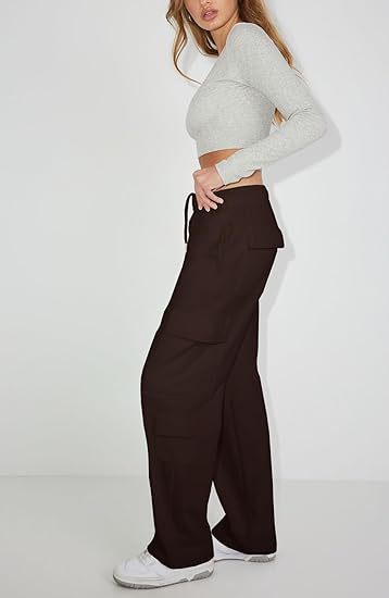Women's Clothing New Multi Pocket Y2K Overalls Casual Loose Sports Fitness Wide Leg Pants_voghion.com