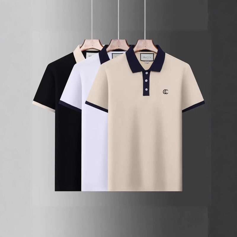 Authentic g Brand 2025 New Summer European Style Men's Fashion Embroidered Short-Sleeve Polo Shirt with a Turn-Down Collar Authentic g Brand 2025 New Summer European Style Men's Fashion Embroidered Short-Sleeve Polo Shirt with a Turn-Down Collar