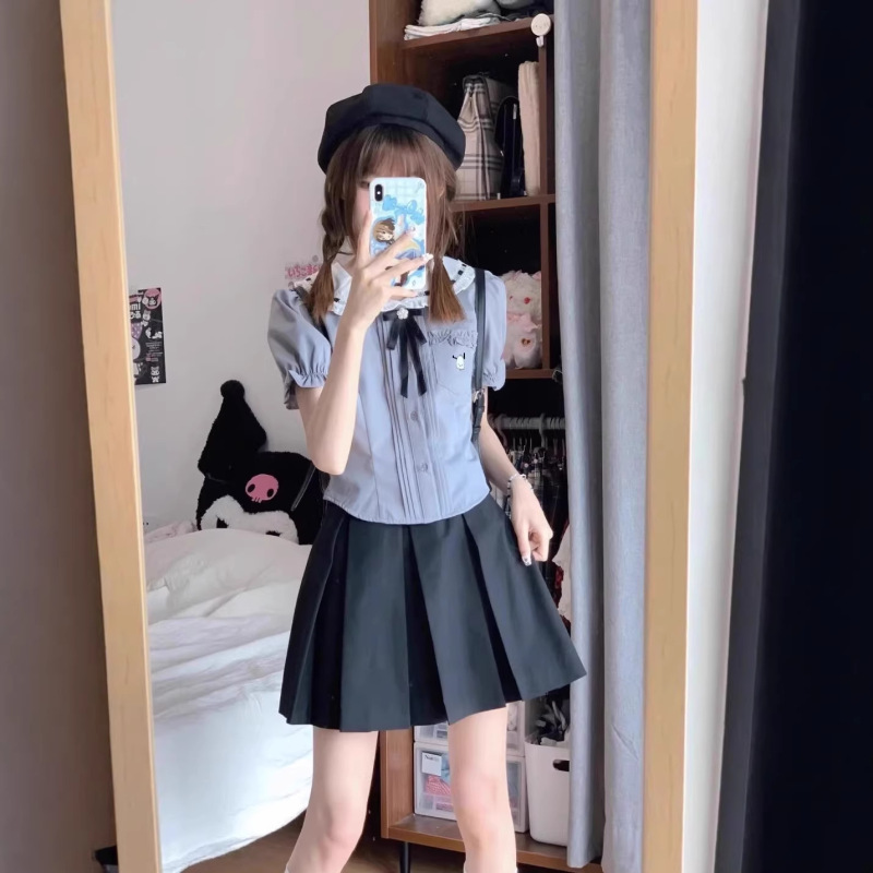 Japanese-Style Doll Collar Sweet Academy Style Set Short Shirt for Petite Women Jk Uniform 2025 Summer New Top Japanese-Style Doll Collar Sweet Academy Style Set Short Shirt for Petite Women Jk Uniform 2025 Summer New Top