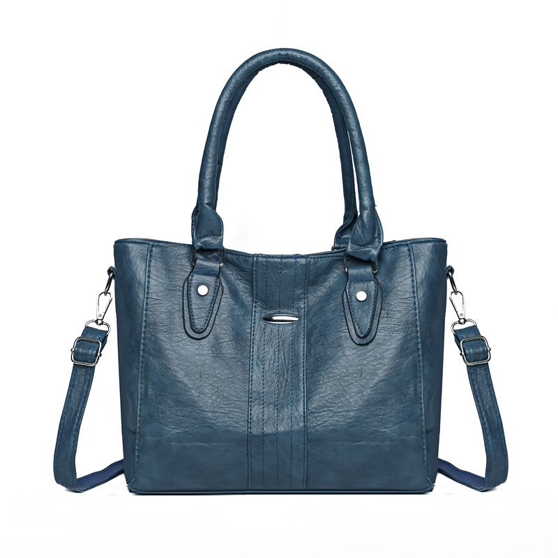 One‑shoulder polyurethane handbag, capacious handheld tote with detachable strap