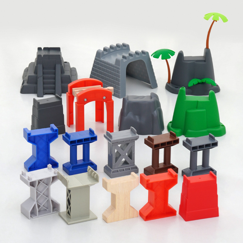 Thomas small train track toy bridge pier accessories with rising curved track bracket