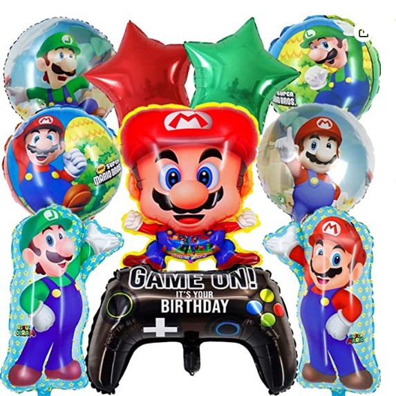 Transfronterizo Mario modelado de globos de aluminio Mario tema juego de cumpleaños diseño de juguete decoración del partido papel de aluminio