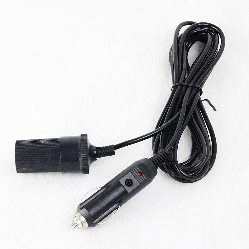 Car Electrical Appliance Cigarette Lighter Extension Cord Car Power Cord Cigarette Lighter with Male and Female Connectors 2.5m 12/24V