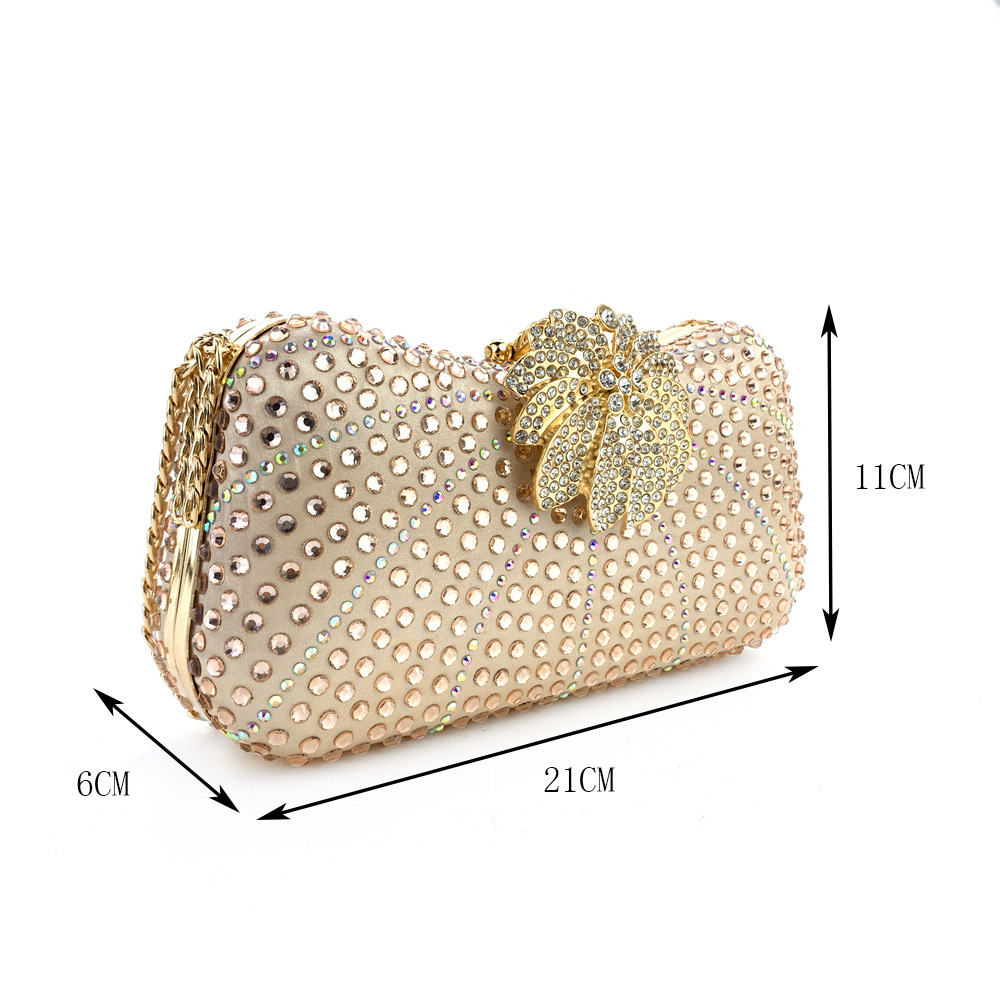 Gold Silver Black Polyester Flower Shell Evening Bags