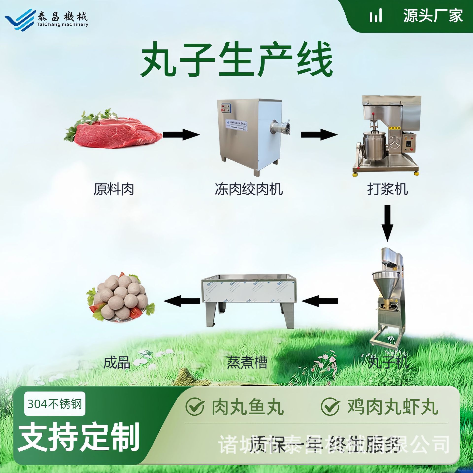 鱼丸成型机流水线鸡脯丸子全套加工设备全自动包心肉丸机打浆机