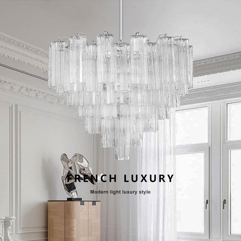 French Living Room Chandelier MURANO Glass Nanyang Middle Ancient Murano Glass Vintage Villa Stairs Dining Room Bedroom